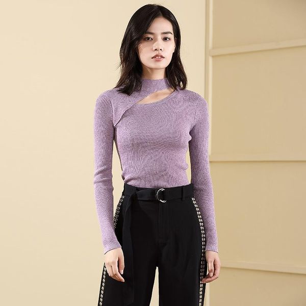 

women's sweaters wool sweater female fashion turtleneck slim skinny autumn winter hollow out knit casual solid black purple pullover, White;black