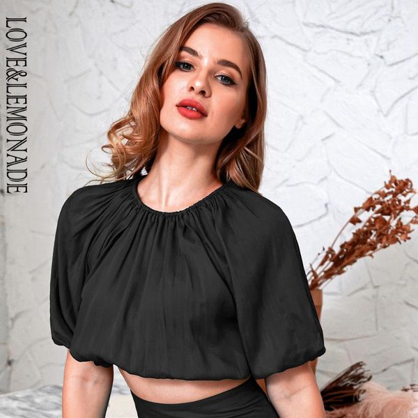 

love&lemonade round neck black big open back short sleeve lm83286-1 women's t-shirt, White