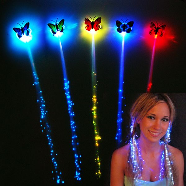 Borboleta led piscando cabelo trança brilhando luminous hairpin novetly hairs ornamento meninas luz brinquedos festa presente de natal