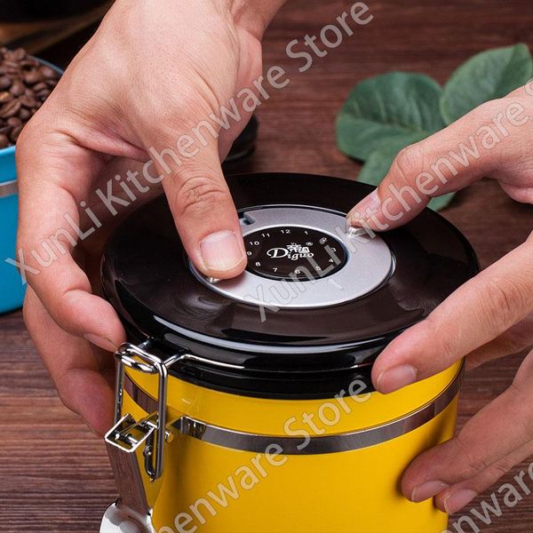 

storage bottles & jars 800ml/1200ml two specifications and four colors stainless steel coffee bean sealed tank (with exhaust valve)