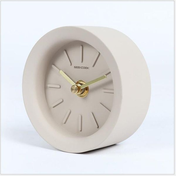 

desk & table clocks geekcook simple nordic industrial wind block clock small copper water cement shell brass pointer home for bedroon