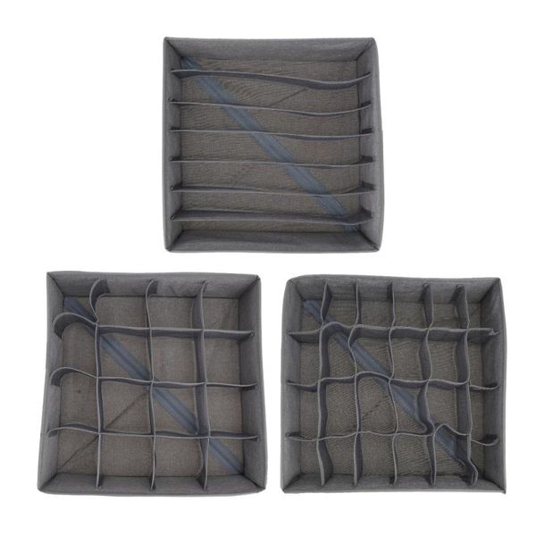 

storage drawers 3pcs classified box foldable cases closet underwear boxed (gray)