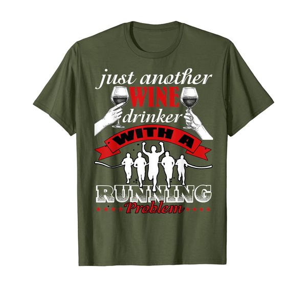 

just another wine drinker with a running problem t shirt, White;black