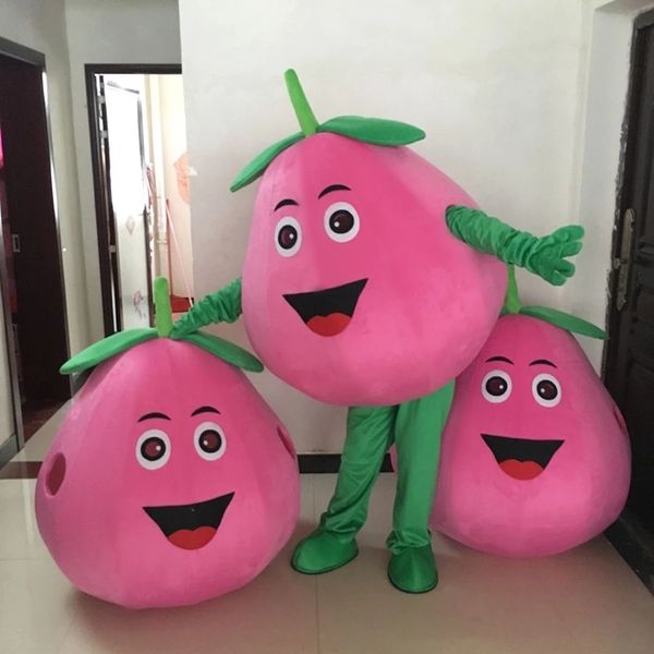 

performance peach mascot costumes halloween fancy party dress friuts cartoon character carnival xmas easter advertising birthday party costu, Red;yellow