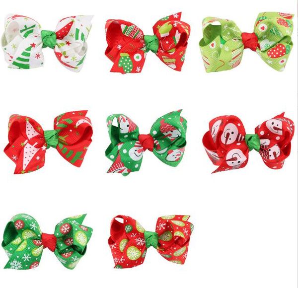 2021 16 Stück Weihnachtsband-Haarschleifen mit Clip für Weihnachtsfeier, Dekoration, 7,6 cm, Boutique-Haarschleifen, Kinder-Weihnachtsgeschenk