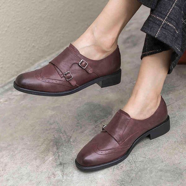 

sandals bloc shoes spring/autumn genuine leather feminine toe round low heels buckle jsjc, Black