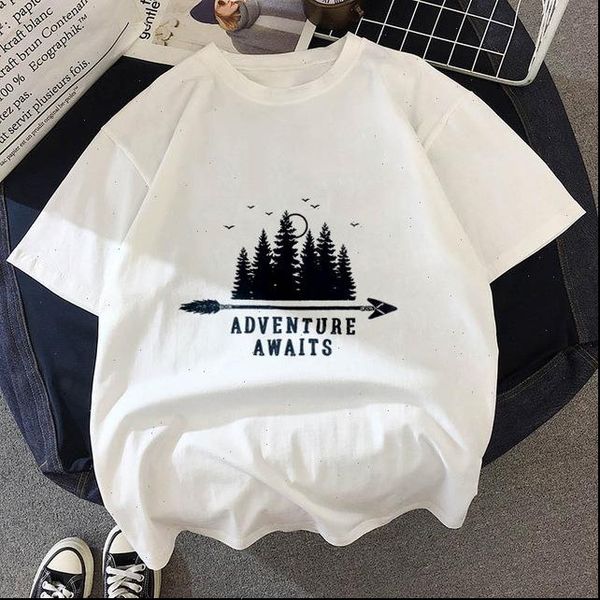 

harajuku dark forest cartoon womens graphic printed hip hop summer streetwear female clothe, White