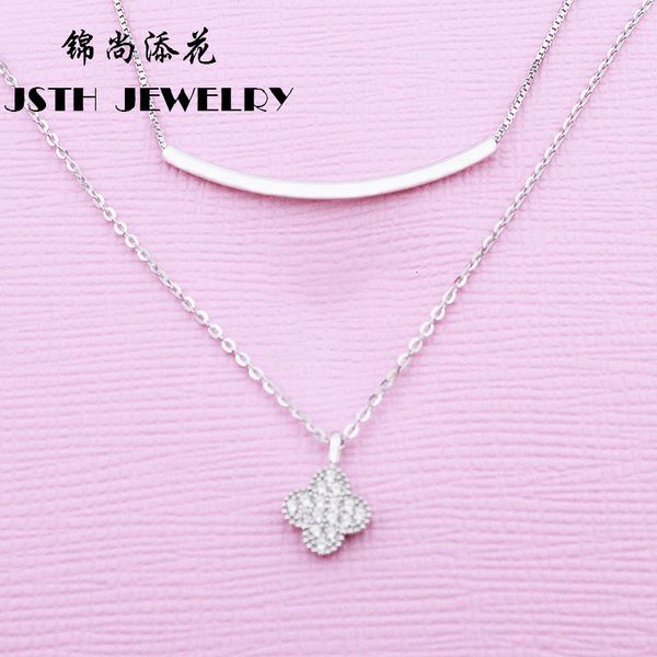 

necklace s925 silver lucky clover smile collarbone chain simple fashion zircon