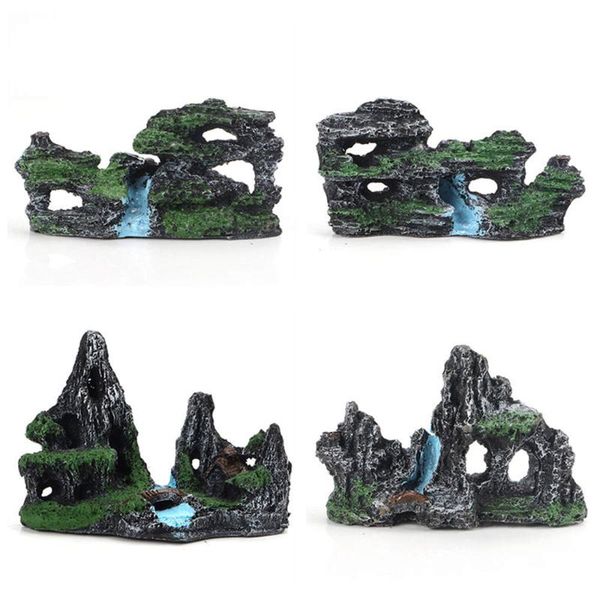 

mountain view aquarium resin rockery hiding cave tree fish tank decoration decorations