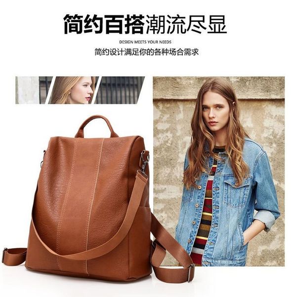 

ins fashion versatile backpack 2021 personalized new anti-theft backpack women's multifunctional retro student bag, Black;red
