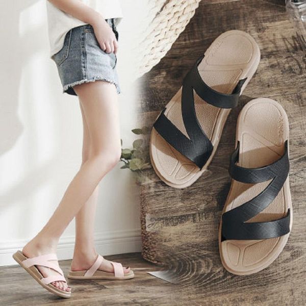 

slippers women's 2021 cross-shaped lace-up, Black