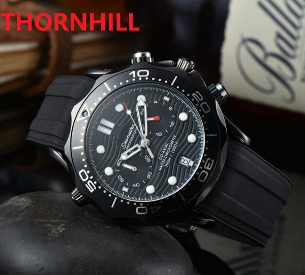 

omeg-seamaste brand men watch 42mm full function satch black blue grey rubber clock luxury quartz president day date clock wholesale and ret, Slivery;brown