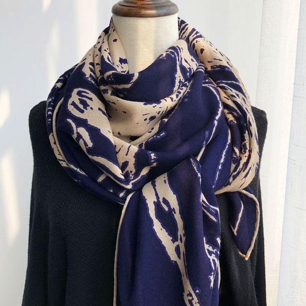 

scarves women silk cashmere scarf for square 135*135cm 2021 hougzhou bandana wrap ladies printed big, Blue;gray