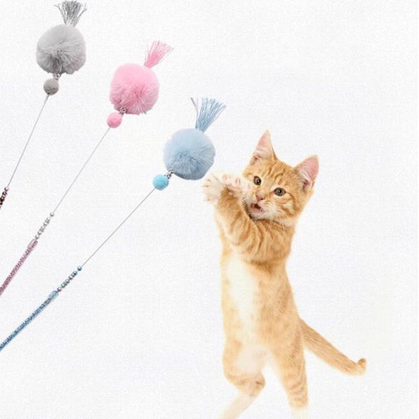 

cat toys tassel colored beaded short s catcher teaser wand with hair ball