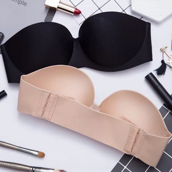 

4tou summer strapless women's underwear invisible shoulder en's traceless wedding summer strapless invisible underwear brashoulder, Red;black