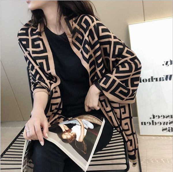 

scarves scarf women's autumn winter 2021 cashmere like shawl versatile double sided tassel, Blue;gray