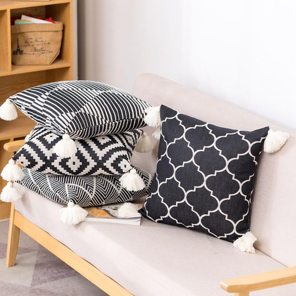 

pillow case 2pcs tassel pillowcase sofa cushion cover 45x45cm linen decorative throw couch