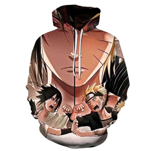 

autumn and winter tide brand selling naruto 3d digital printing long sleeve men's hoodie sweater, Black
