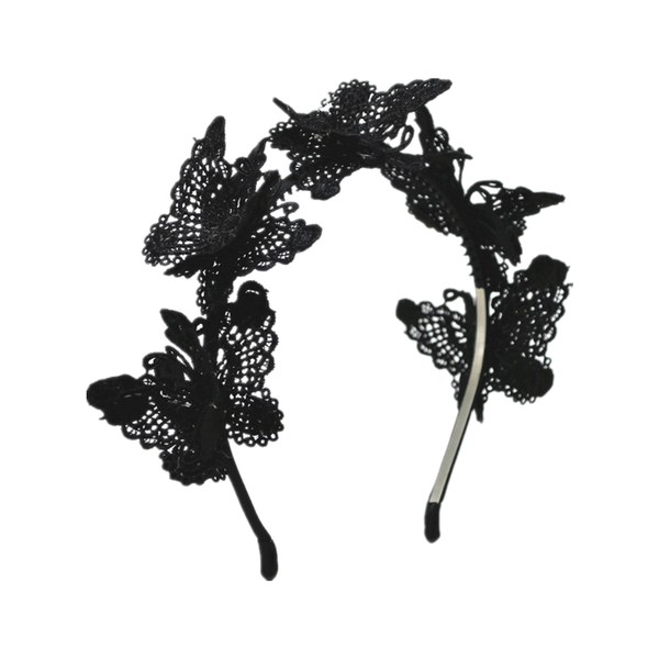 

hair accessories 2021 summer lace butterfly headband with gems girls, Slivery;white