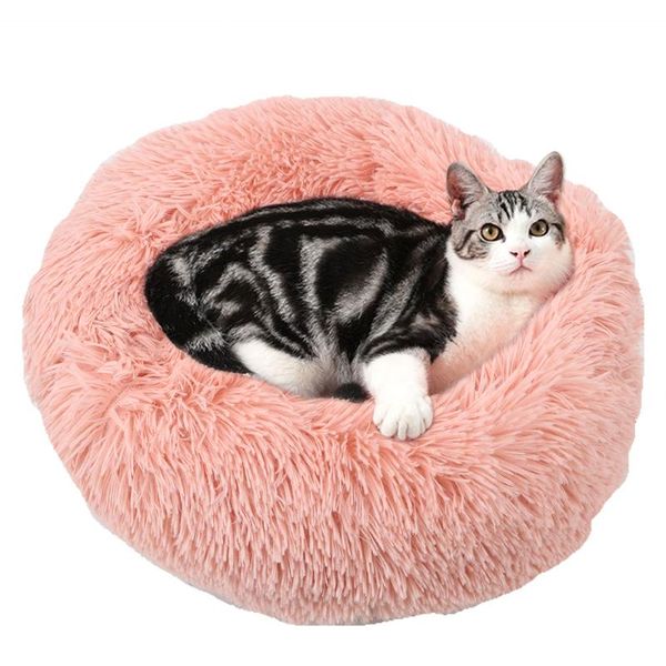 

cat beds & furniture niceyard round bed house soft long plush dog for small dogs cats nest puppy mat winter warm sleeping supplies