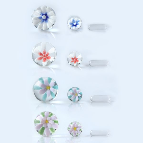 Conjunto de esferas de fumaça de vidro DHL embutido em flor de mármore Terp Slurper para unhas de quartzo Banger Dab Rigs