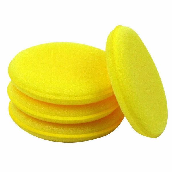 

car sponge tool clean pads paint polishing vehicle waxing yellow applicator