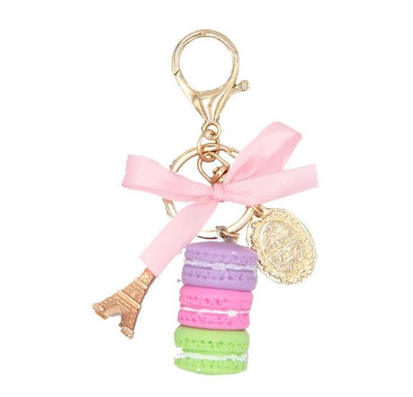

2021 new macaron cake key chain fashion cute keychain bag charm car key ring wedding party gift jewelry for women men, Silver