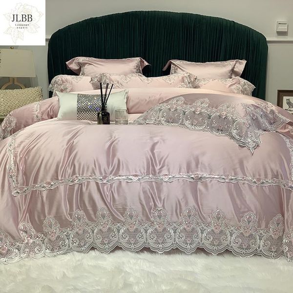 

bedding sets luxury pink romantic french princess style lace egyptian cotton set duvet cover bed sheet or bedspread pillowcase 4/7pcs
