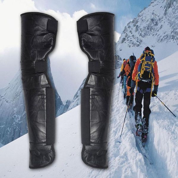 

elbow & knee pads ly riding leather long braces fleece lined windproof warm for cycling skiing bf88, Black;gray