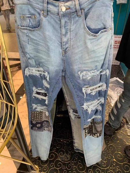 

fashion men's jeans 2021 runway european design party style clothing, Blue