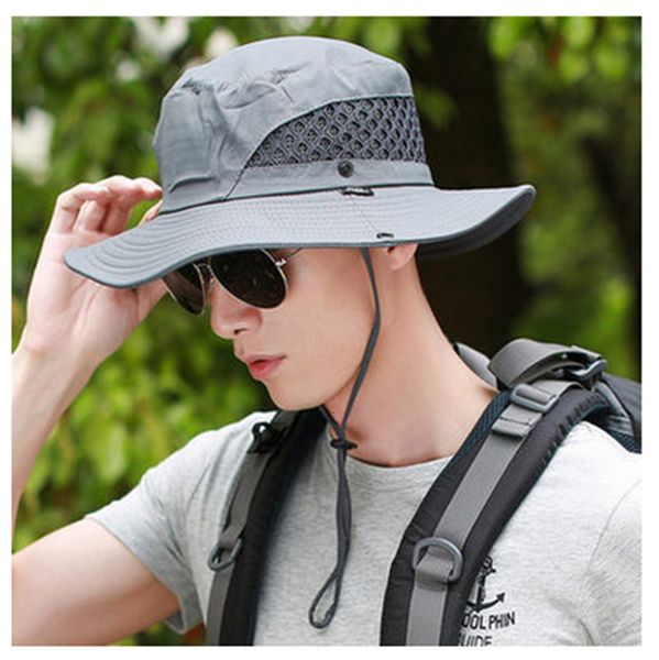 

hat men's summer big outdoor sunscreen beach korean mountaineering fishing, Blue;gray