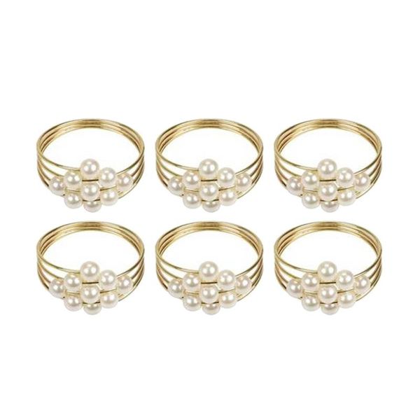 

napkin rings 6pcs/lot buckle pearl wedding ring el home holder table decorations