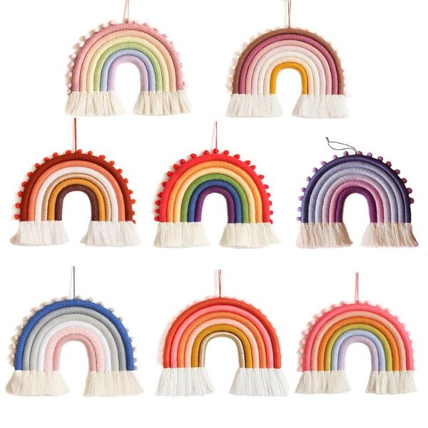 

tapestries 6 layers nordic woven rainbow tapestry home decor wall hanging toys nursery living room kids girls bedroom o20 21