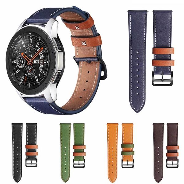 

watch bands genuine leather strap for samsung galaxy 3 band 45mm 41mm bracelet active 2 s3 s2 gear 20mm 22mm belt, Black;brown