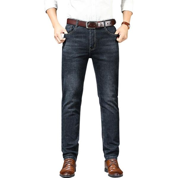 

men's jeans 2021 stretch straight spring business casual fashion classic styles blue pants 29-40