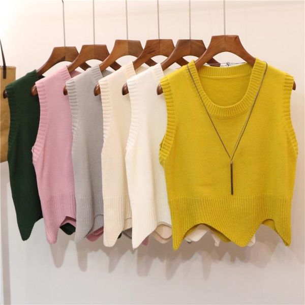 

women's vests lucyever sweater vest women fashion v neck jumper pullovers winter knitted solid preppy autumn female sleeveless 2021, Black;white