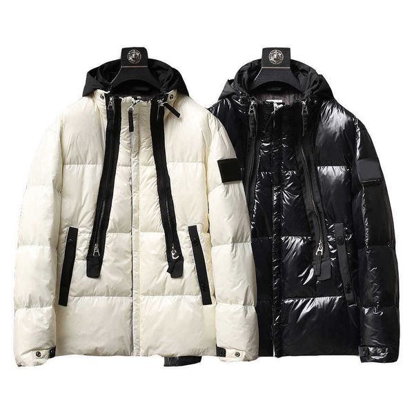 

21fw british style famous designer luxury mens down jacket canada north nylon shiny foldable hat stand collar winter jackets men clothing, Black