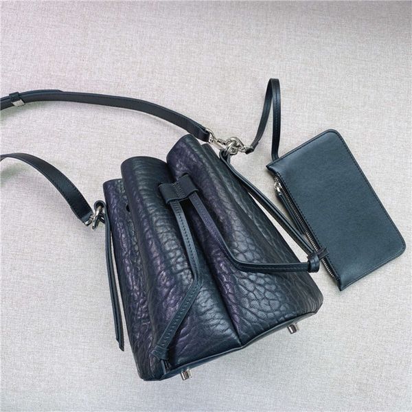 

special women's drawstring bags fashion bucket bag dark blue