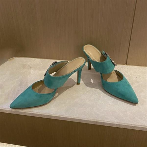 

crystal leather sole sandals women ladies career heels shoes female pointed toe stiletto, Black