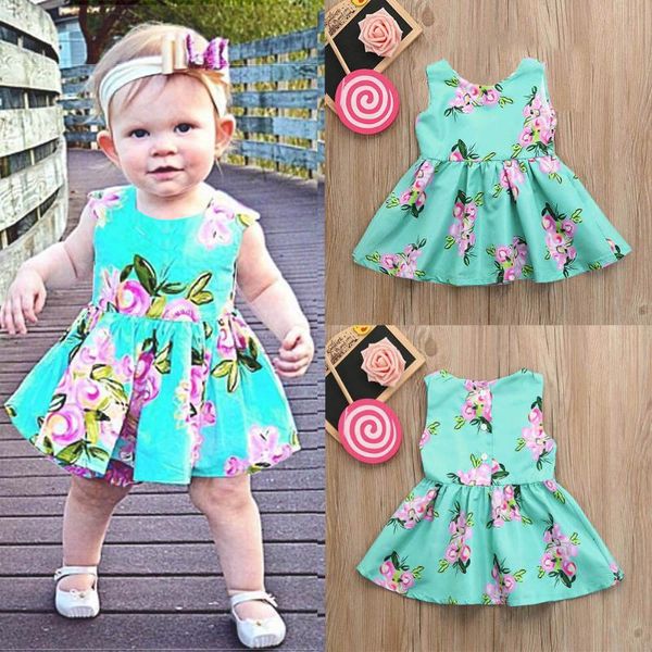 

girl's dresses summer baby girls infant floral print kids sundress clothes button princess casual children costume^j^, Red;yellow