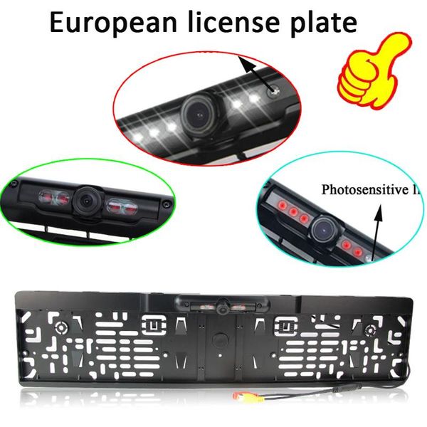 

car rear view cameras& parking sensors european number license plate frame camera ir/led night vision reverse backup waterproof