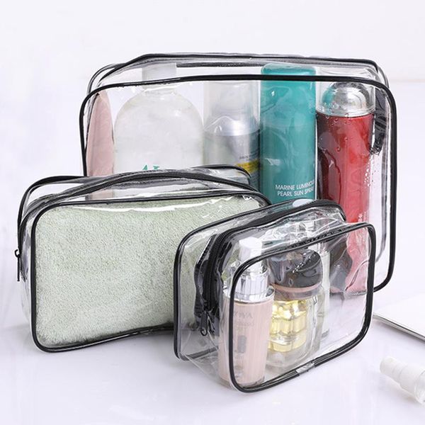 

storage bags rantion 3pcs/set clear travel bag pvc cosmetic makeup organizer transparent waterproof toiletry for women ladies