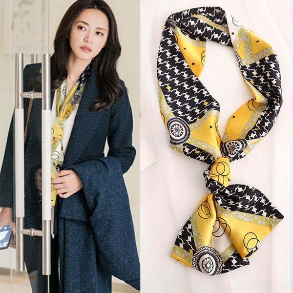 

rtko su mingyu's and su mingyu's narrow cravat and silk scarf ties narrow silk scarf, Black;gray