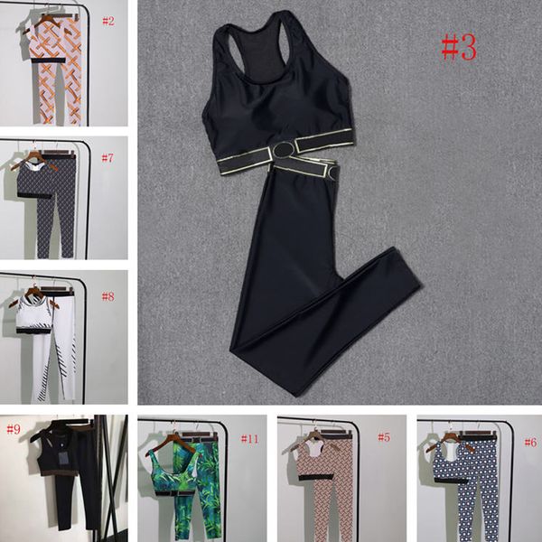 

fashion womens tracksuits vest pant yoga sets letter print women two piece set ladies fitness clothing sportswear suit, Gray