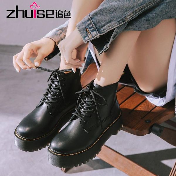 

boots fashion women casual derby shoes lace up round toe platform ladies dress leisure footwear walking outdoor work oxford, Black