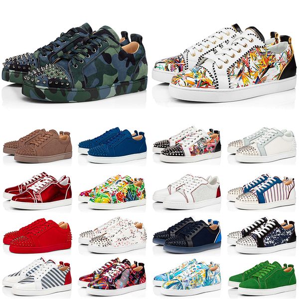

men women red bottoms sneakers designer shoes low black white khaki pink sky blue white mint green champagne mens trainers spikes jogging wa
