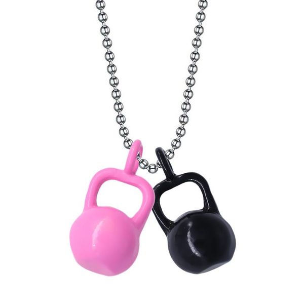 

pendant necklaces fashion fitness women jewelry necklace colorful kettle bell charm gym gift souvenir dropship, Silver