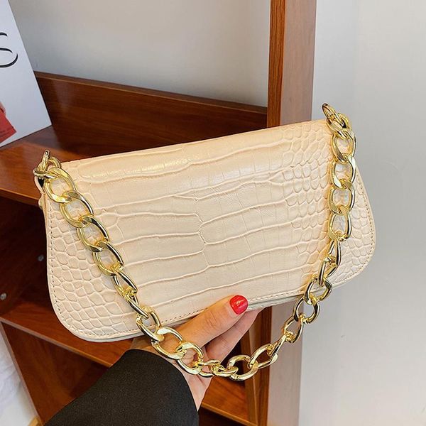

evening bags daily clutch bag ladies chains underarm baguette shoulder women crocodile pattern pu leather pouch totes purses and handbags