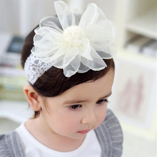 Acessórios de cabelo Headband Bandaau Fille para meninas faixa de flor de renda sólida Baby Acessorios Faixa para Menina