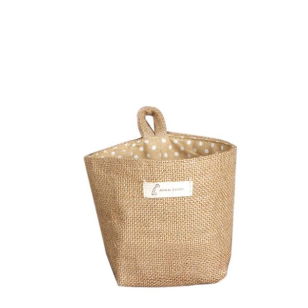 

storage bags polka dot small sack cloth hanging non woven basket non-woven fabric